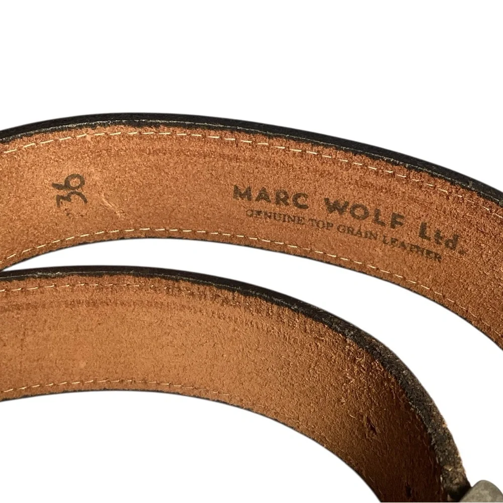 Marc Wolf Black Leather Plain Strap Men’s Belt Size‎ 36 Harness Buckle Snap